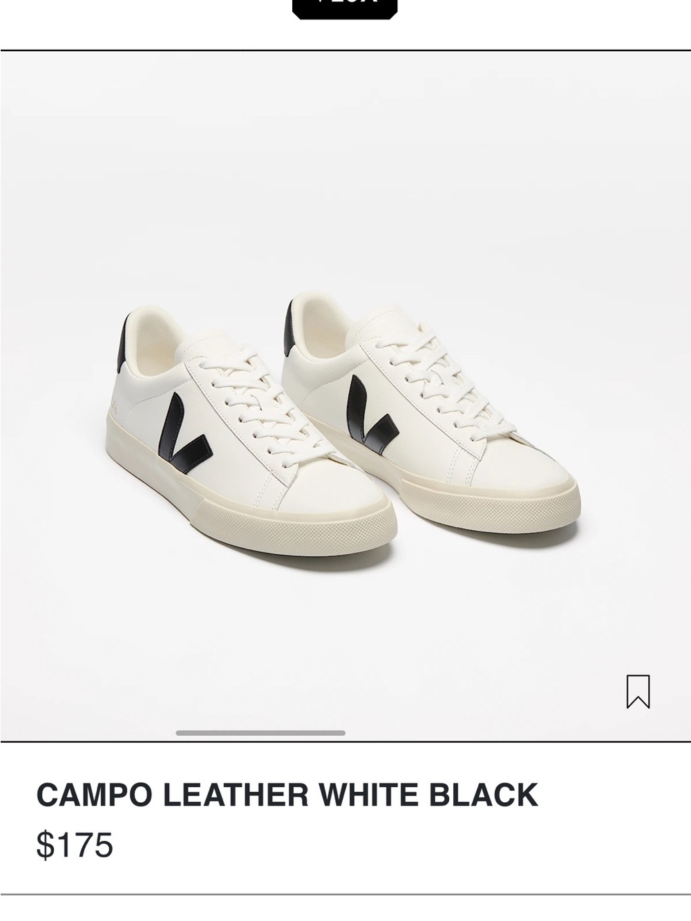 Veja Campo Leather Sneakers - White with Black V